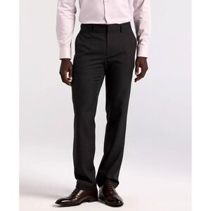 Perry Ellis Men's Modern-Fit Stretch Dress Pants Black Plaid 36W 32L